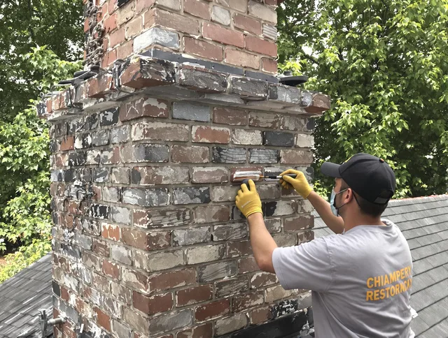 In-progress chimney restoration by Buena Park Chimney Sweep in Buena Park, CA