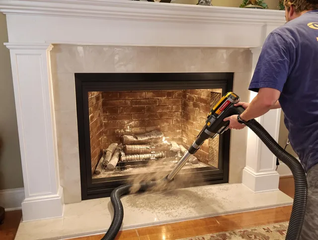 Fireplace cleaning performed by Buena Park Chimney Sweep in Buena Park, CA